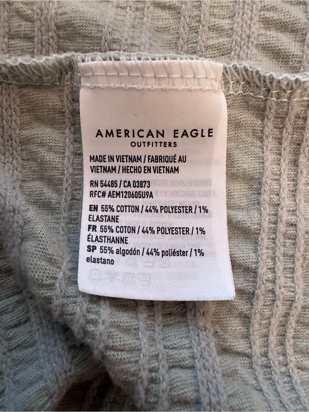 American Eagle Outfitters Size Small Sage Green Textured Cropped Tee - Picture 4 of 4